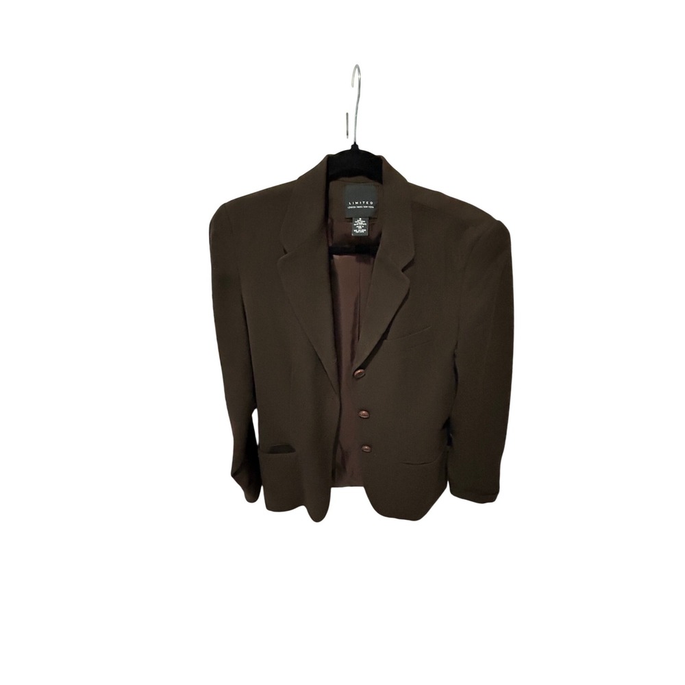 The Limited London Paris New York Brown 100% Wool Blazer Jacket Size 8 USA Made